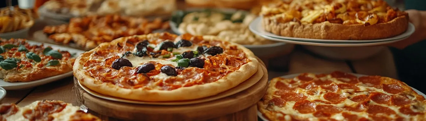 Pizza catering setup in Essendon Victoria with wood fired oven and freshly made pizzas